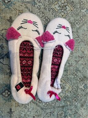 Cozy Pink Cat Ballet Slippers  for Women